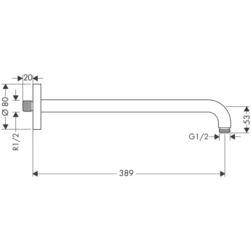 Кронштейн для верхнего душа 389, настенный, хром Hansgrohe 27413000