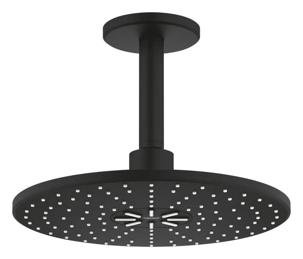 Верхний душ с кронштейном 142, 2 режима струи, черный Grohe Rainshower 310 22124KF0