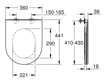 СИДЕНЬЕ ДЛЯ УНИТАЗА BAU CERAMIC С ПЛАВНЫМ ЗАКРЫВАНИЕМ, УЗКОЕ 39913000