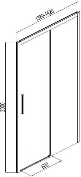AE60-N-140H200U-BT Aquanet Pleasure, дверь в нишу 1400 мм, профиль черный матовый, прозрачное стекло