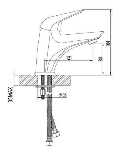 LM4206C Посейдон Смеситель для умывальника монолитный, хром