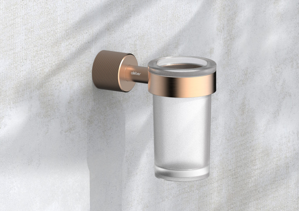 Стакан для зубных щеток с держателем ABBER Pol 316 AA1961BRG брашированное розовое золото