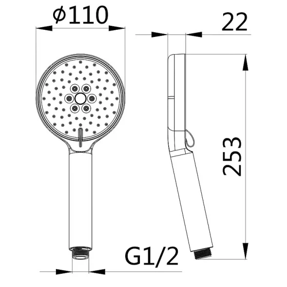 Ручной душ, 3 режима, диам 120 мм, хром ESKO SPL1203-2