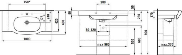 8126860001041 Раковина LB3 MODERN столеш.100