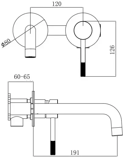 Смеситель для раковины, на 2 отверстия, хром VODA Vessel VSL28