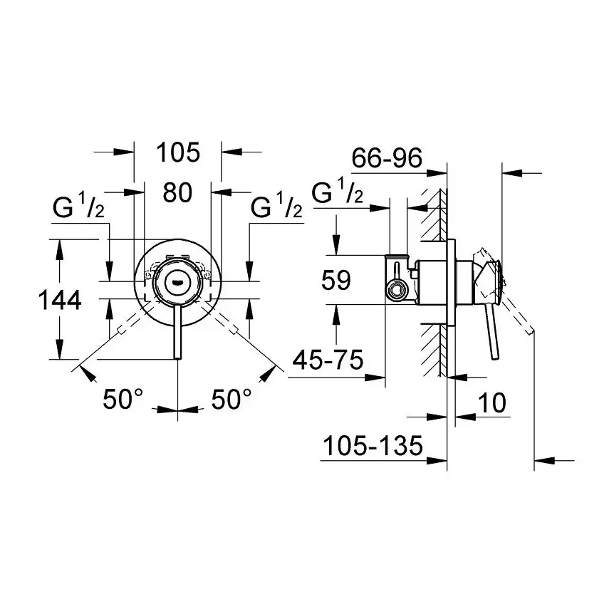 Готовое решение для гигиенического душа GROHE BauClassic (26506) скрытого монтажа (129186)