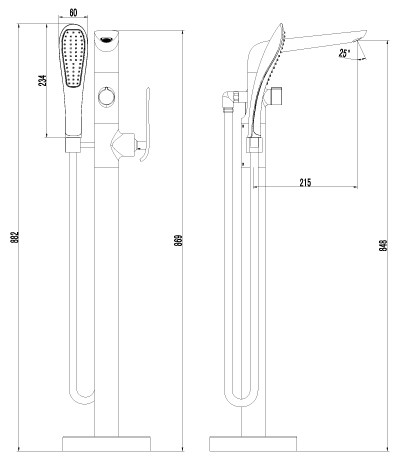 LM4944CW Меланж Смеситель для ванны напольный, хром/белый (к/к 2)
