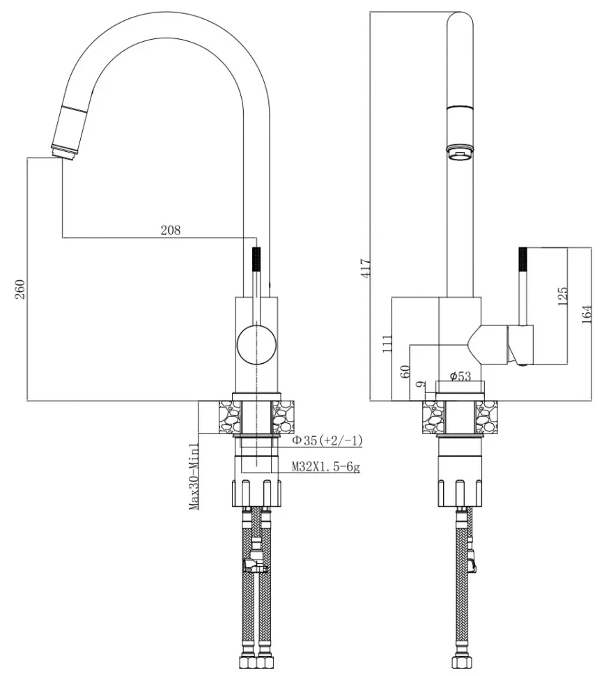 Смеситель для кухни, золото VODA Vessel VSL519G