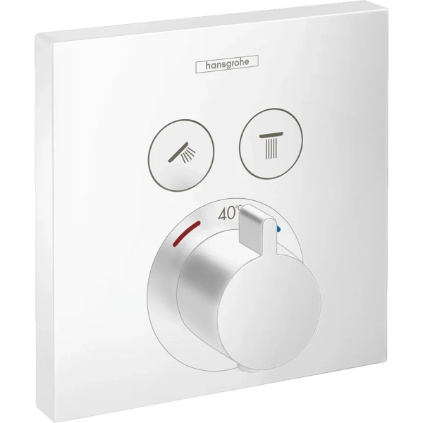 Термостат для душа, встраиваемый, для 2 потр., белый Hansgrohe ShowerSelect 15763700