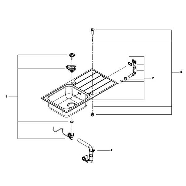 Мойка K500, оборачиваемая, 1000х500, с крылом, нержавеющая сталь Grohe 31563SD1