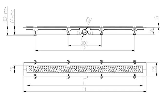 Трап линейный для пола, боковой слив, золото mch ch1050/50kn1zl