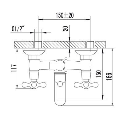 LM2102C Стандарт Смеситель для ванны с коротким изливом , хром