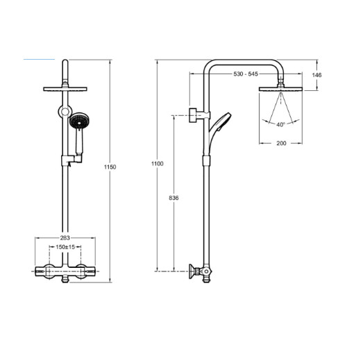 Душевая система с термостатом для душа, хром Jacob Delafon July E5523-CP