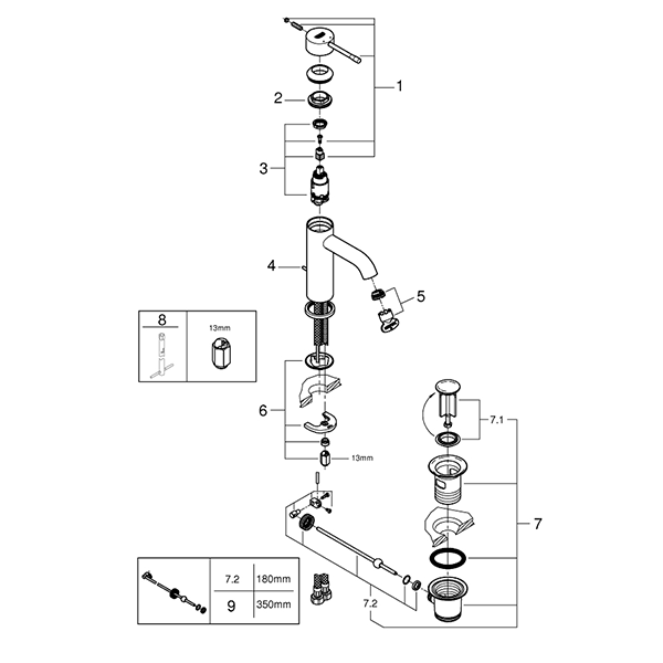 Смеситель для раковины стандартный GROHE Essence New 23589001