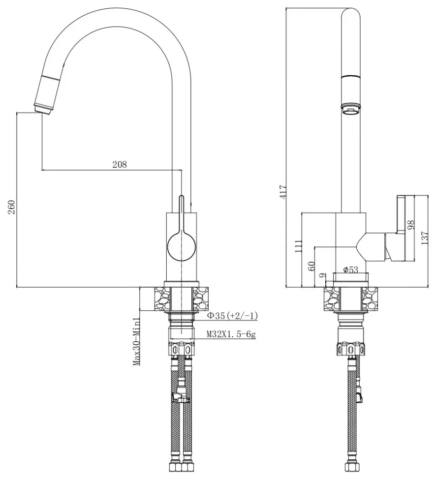 Смеситель для кухни, хром VODA Vessel VSL519