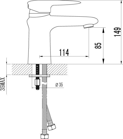 LM4406C Статус Смеситель для умывальника, монолитный, хром (к/к 8)