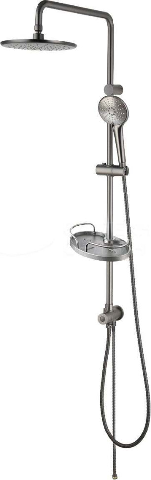 LM3788GM Душевой гарнитур Lemark Bronx без смесителя, c верхней душ. лейкой, графит
