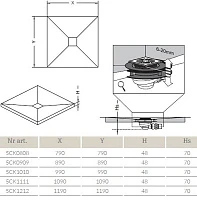 Душевая плита 890x890 с компактным трапом Radaway 5CK0909