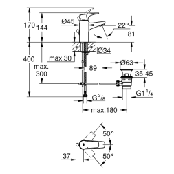 Смеситель для раковины с донным клапаном GROHE BauFlow 23751000
