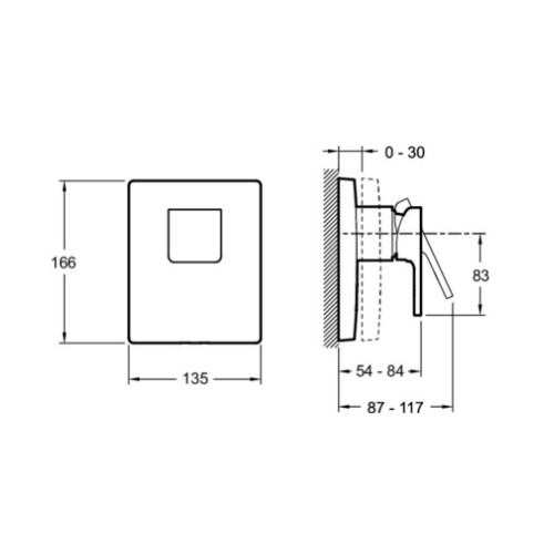 Смеситель для душа, внешняя часть, встраиваемый, хром Jacob Delafon Strayt E98632-CP