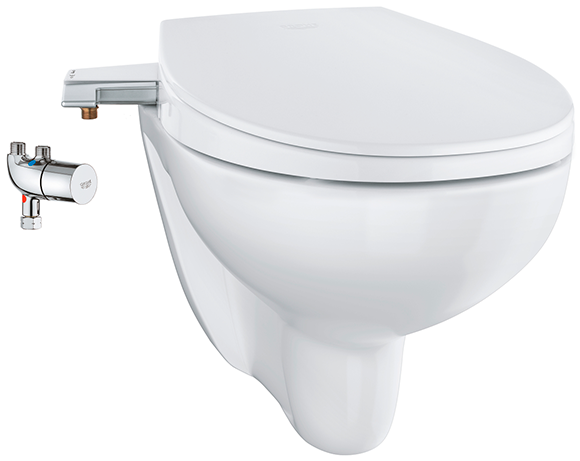 39652SH0 Комплект 3 в1 GROHE Bau: сиденье-биде, подвесной безободковый унитаз, Grohtherm Micro, альпин-белый