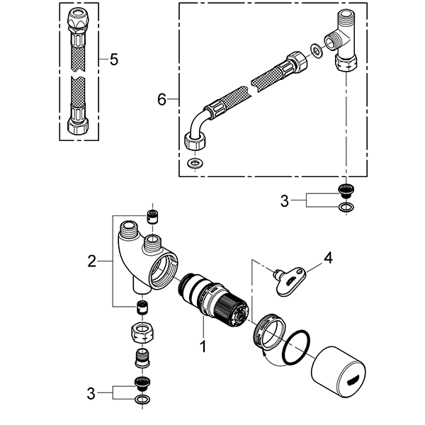 39652SH0 Комплект 3 в1 GROHE Bau: сиденье-биде, подвесной безободковый унитаз, Grohtherm Micro, альпин-белый
