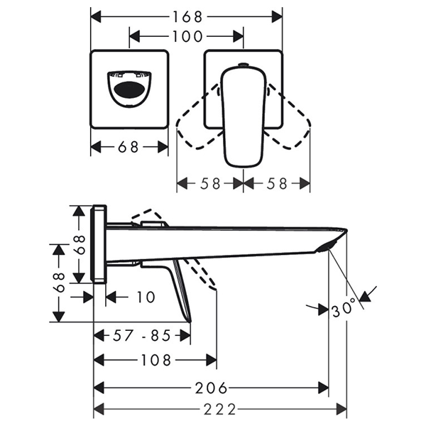 Смеситель для раковины, настенный, хром Hansgrohe Logis 71256000