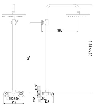 LM2160C Стандарт Смеситель для душа с верхней душевой лейкой Тропический дождь, хром (к/к 4)