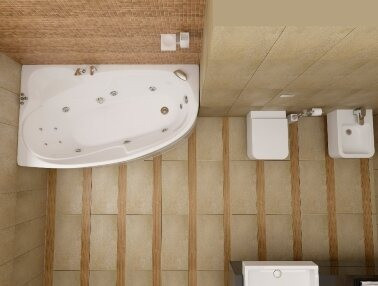 Ванна Кайли левая 150х100 New в комплекте (с сифоном) + каркас