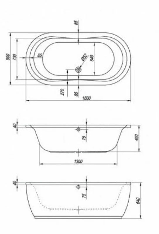 Ванна акриловая отдельностоящая Kolpa San LIBERO 180x90 (01, BASIS) (300608)