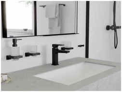 Дозатор жидкого мыла с держателем, шлифованный черный хром Hansgrohe AddStoris 41745340