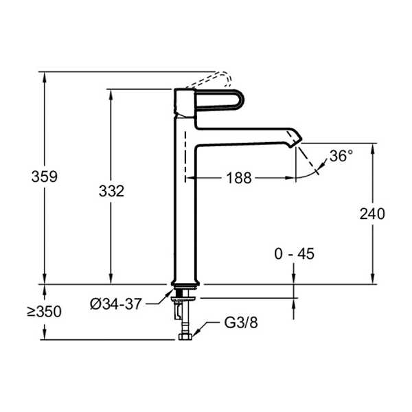 Смеситель для раковины, высокий, черный Jacob Delafon Odeon RG E21031-BL-BL