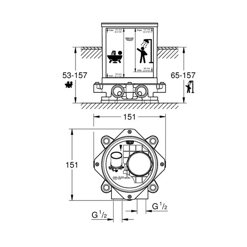 Скрытая часть смесителя для ванны GROHE 45984001