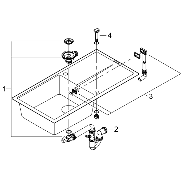 Мойка композитная GROHE K400, 1000 x 500 мм, черный гранит (31641AP0)