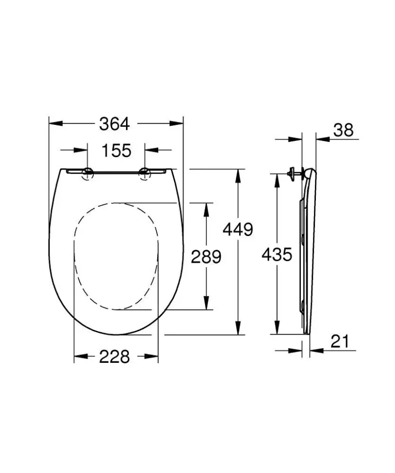 Комплект 5в1: Инсталляция с панелью смыва, унитаз с сиденьем Grohe Bau Ceramic Slim 36504000