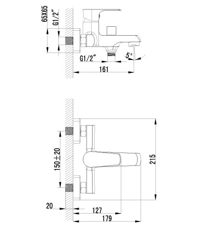 LM1612C плюс Фактор Смеситель для ванны с кор изливом, дивертор с кер.пласт.с аксесс хром (к/к 8)