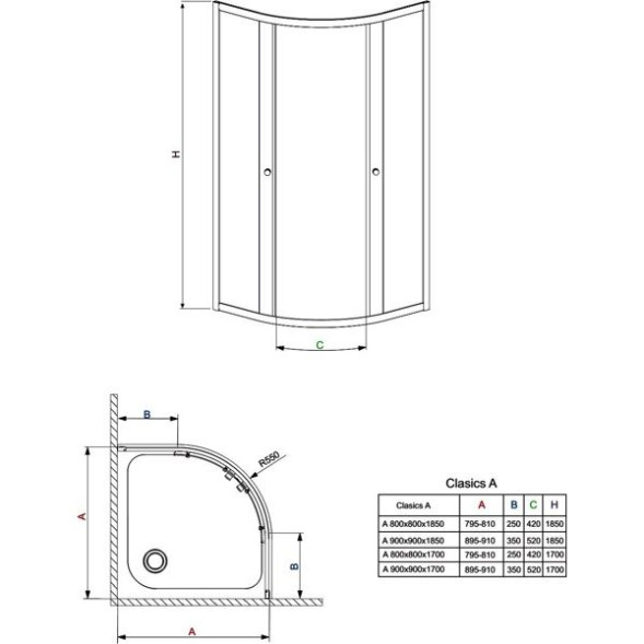 Душевая кабина 900х900х1700 Radaway Classic A 30001-01-01