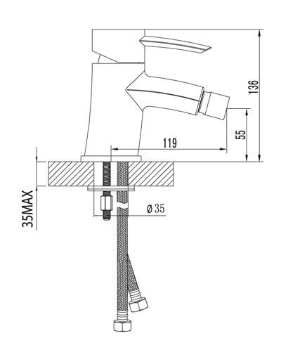 LM3208C Атлантисс Смеситель для биде хром (135R) (к/к 6)