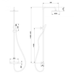 Душевая стойка ABBER Wasser Kreis AF8160MRGL с термостатом без излива, розовое золото матовое