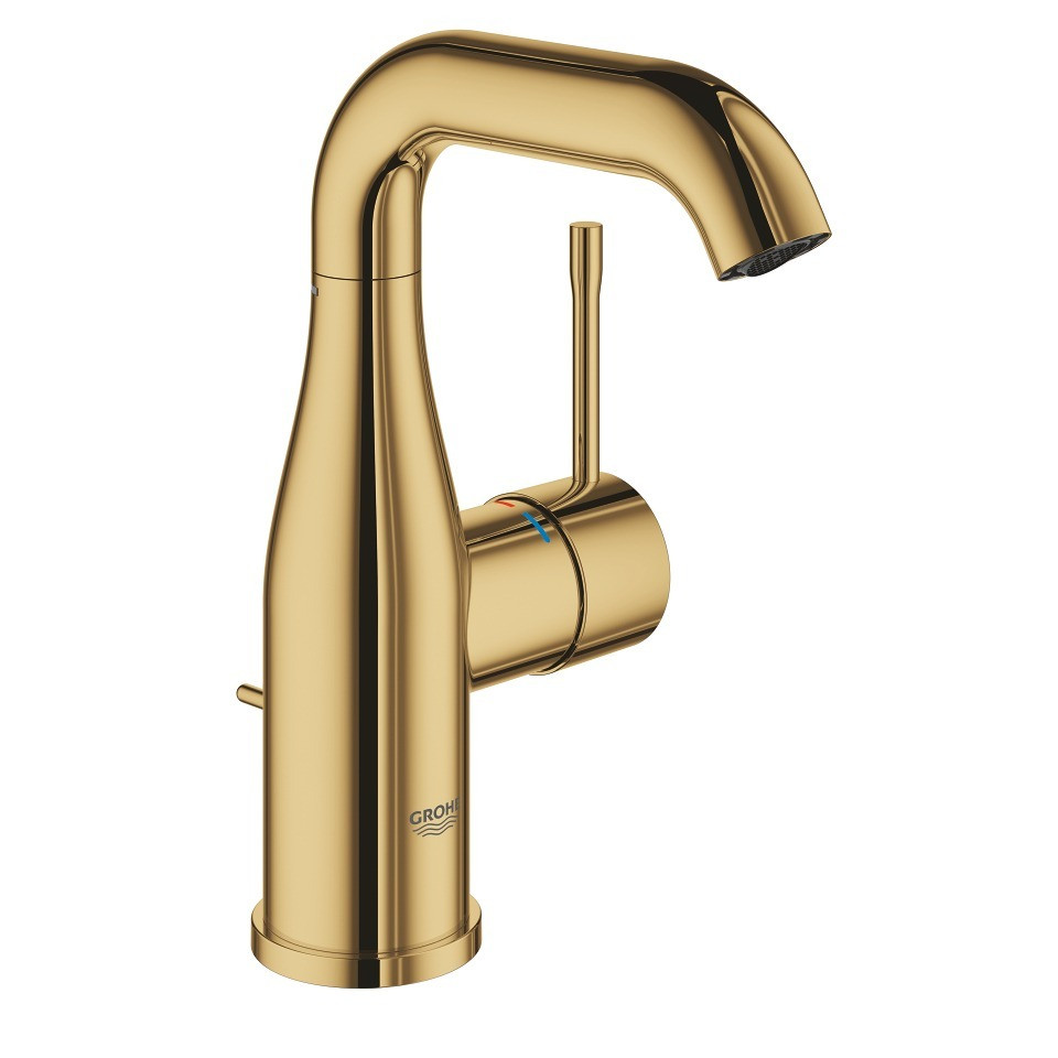 Смеситель однорычажный для раковины Grohe Essence, размер M, рычажный донный клапан, цвет Холодный рассвет (24173GL1)