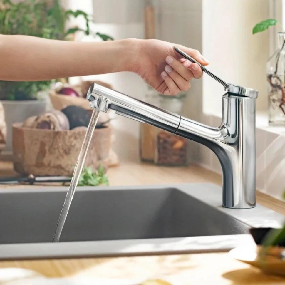 Смеситель для кухни 150, выдвижной излив, хром Hansgrohe Zesis M33 74800000