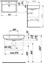 8179530001041 УМЫВАЛЬНИК ЧАША LAUFEN PRO 65