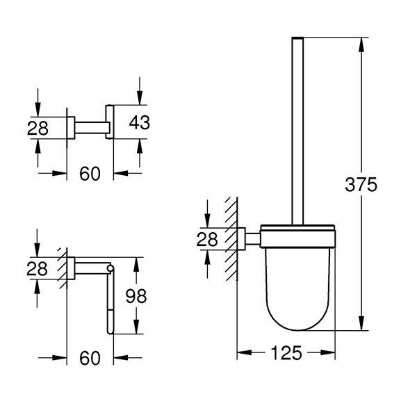 Набор аксессуаров, 3 предмета, хром Grohe Essentials Cube 40757001