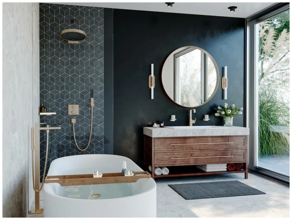 Верхний душ 360, с настенным креплением, бронза Hansgrohe Rainfinity 26230140