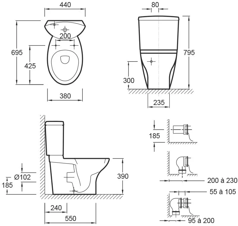 Унитаз напольный, с крышкой-сиденьем, белый Jacob Delafon Presquile 19077-00