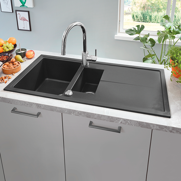 Мойка GROHE K400 с 1,5 чашей, 1000 x 500 мм, черный гранит (31642AP0)