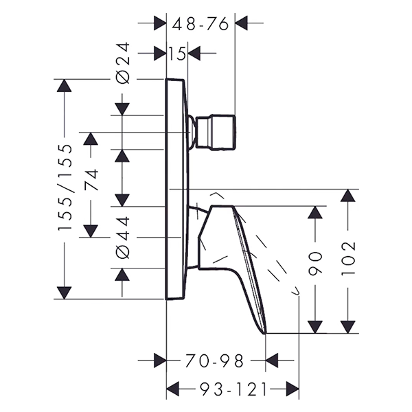 Смеситель для ванны, хром Hansgrohe Logis 71405000