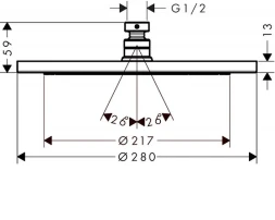 Верхний душ 280, золото Hansgrohe Croma 26220990