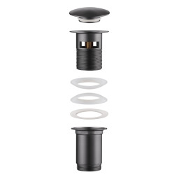 Донный клапан ABBER AF0009NG с переливом, клик-клак, оружейная сталь