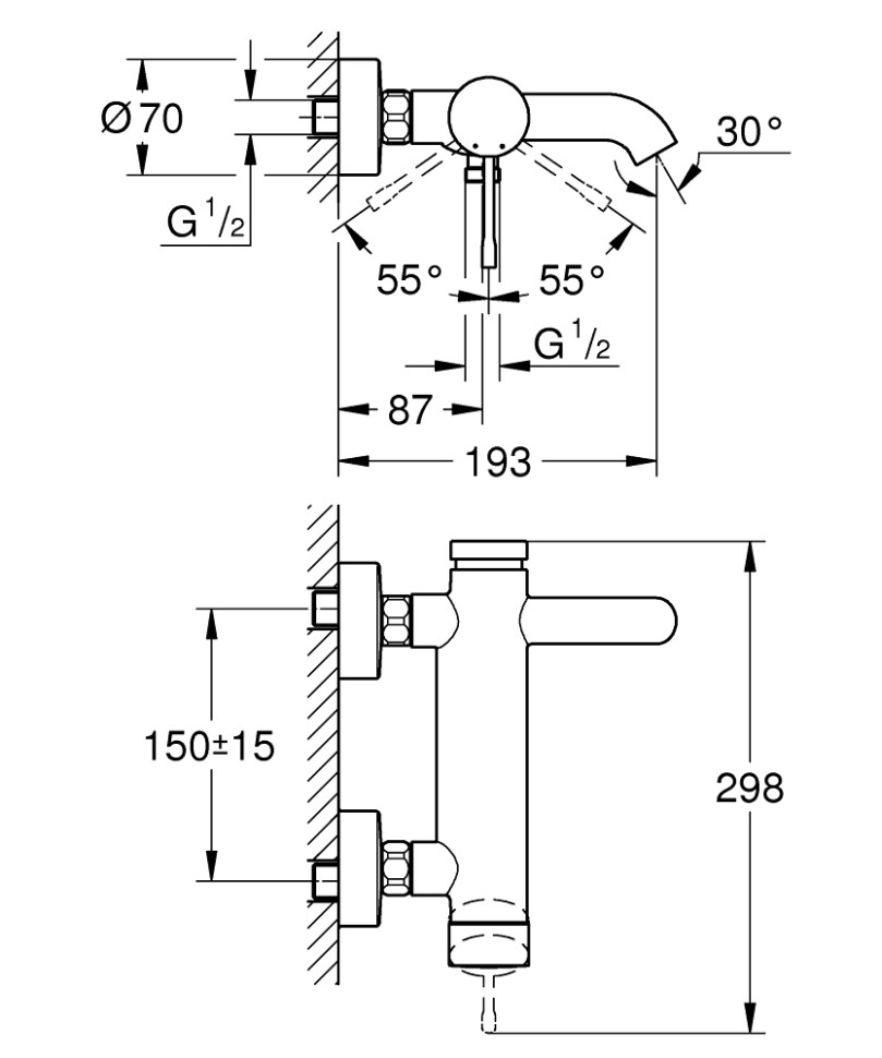Смеситель для ванны GROHE Essence New 33624001